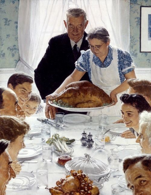 Norman Rockwell's Freedom from Want, 1942, from this online article. Borrowed from the Norman Rockwell Museum, Norman Rockwell Art Collection Trust. All Rights Reserved.